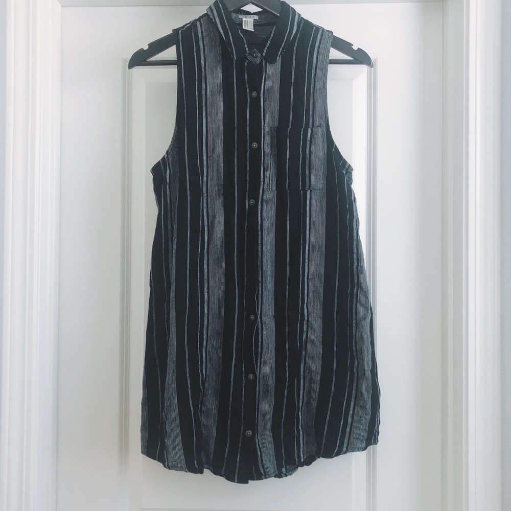 Button Down Sleeveless Tunic